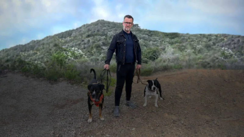 Gordon Webster with two dogs.