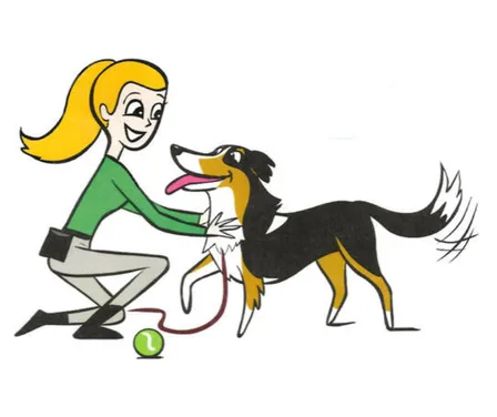 Illustration of a girl bonding with her dog, highlighting the human-animal connection