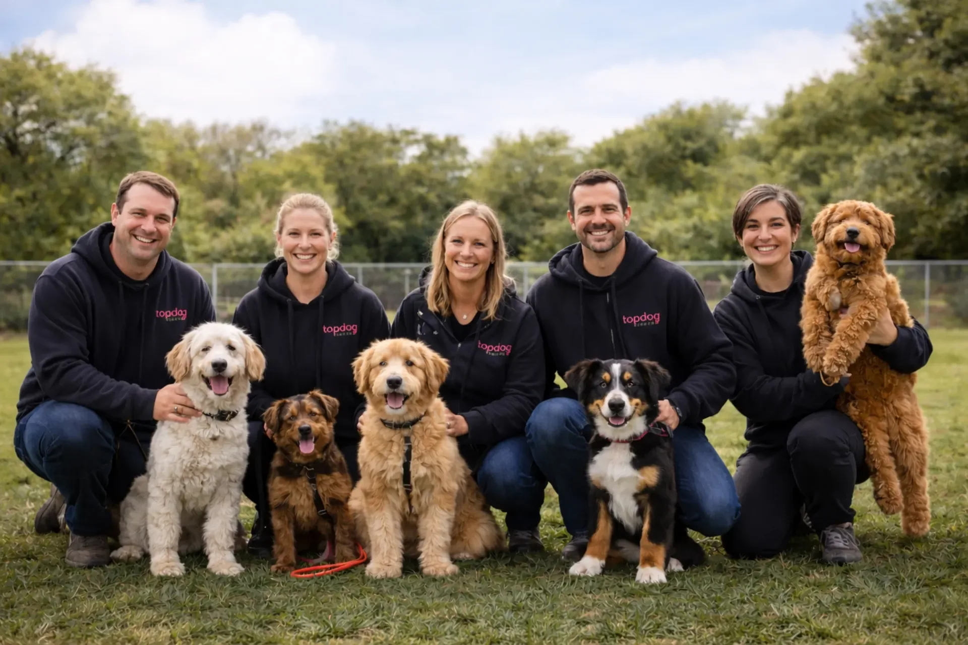 Top Dog SF Team with happy dogs